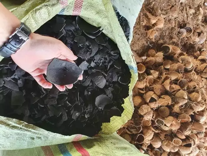 coconut shells to charcoal